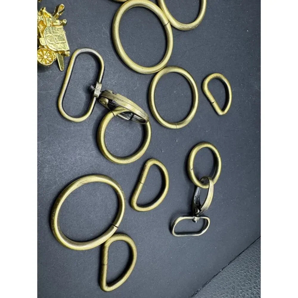 Coach Replacement Metal Brass Swivel Snap Hooks D Rings Lobster Claw Lot of 13